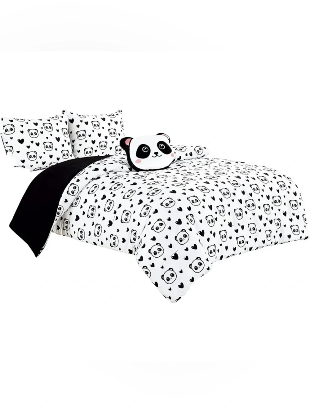 Cute Panda Black & White Full/Queen 3 piece Comforter Set